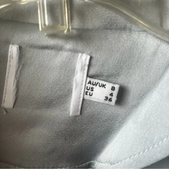 Princess Polly 2pc Light Blue Satin Long Sleeve Top + Mini Skirt Coord Set 4 - Picture 2 of 7